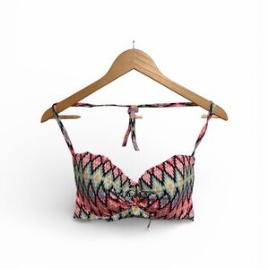 Victoria's Secret Pink and Black Patterned Bathing Suit Top